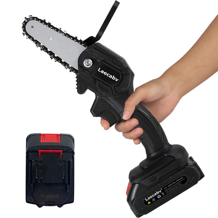 Laecabv Mini Chainsaw -Inch Electric Pruning Saw Pcs Batteies One-Handed  Battery Powered Cordless Chain Saw for Garden Tree Branch Logging Wood