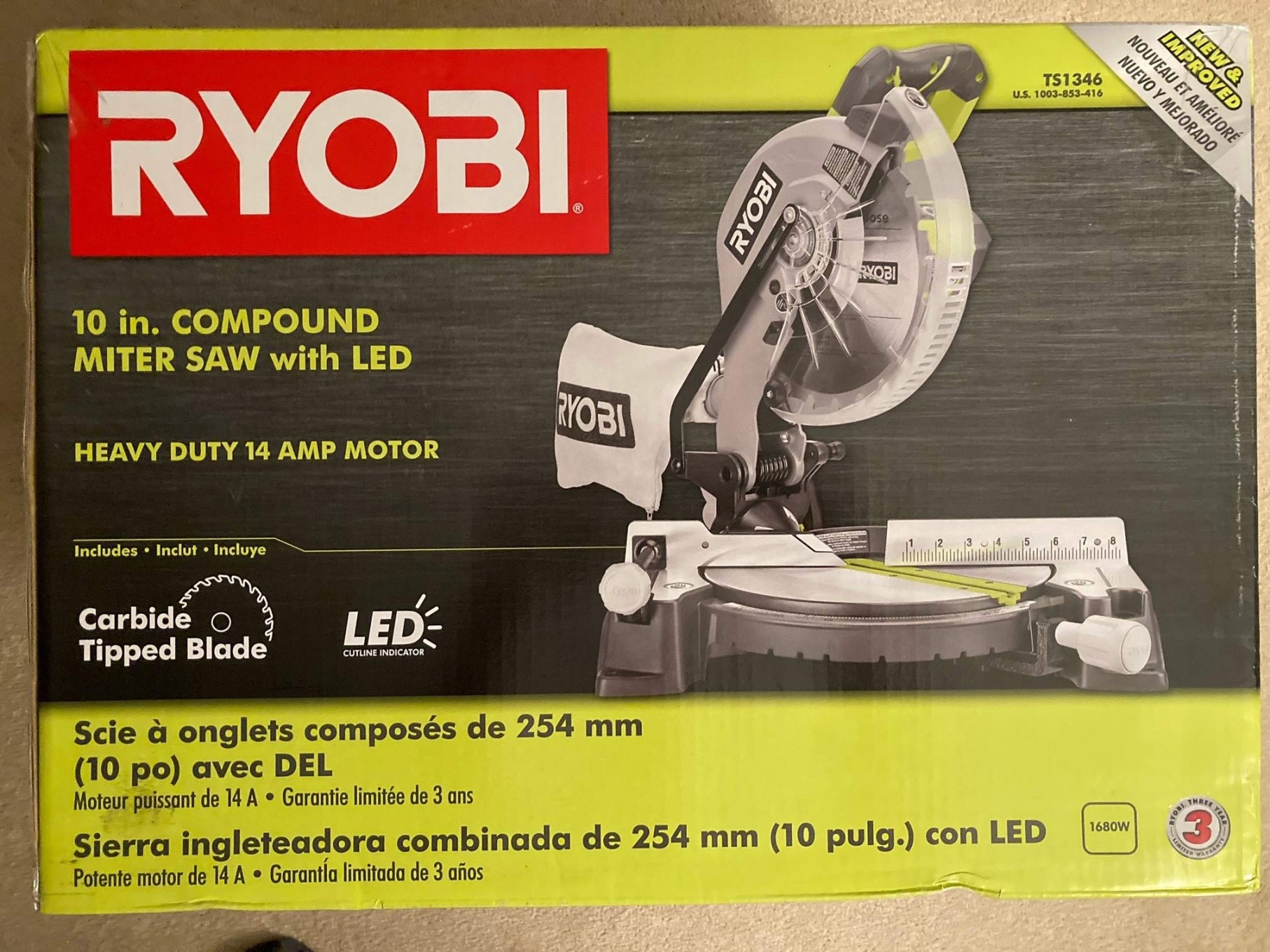 Ryobi  in. Compound Miter Saw with IN